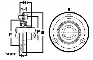 1" Inch Bore Flanged Bearing SBPF205-16 - 3-Bolt Pressed Steel Housing