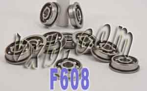 10-Pack Flanged Open Bearings F608 8x22x7mm