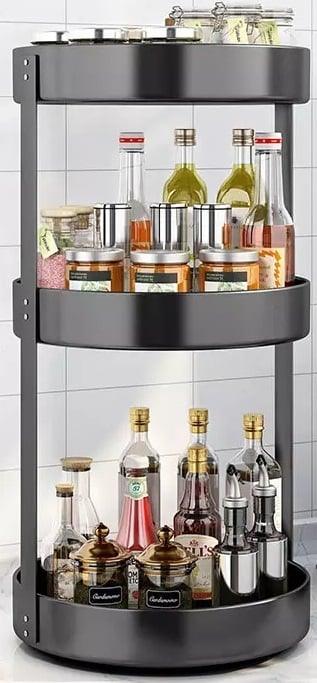 12" Triple Layer Stainless Steel Lazy Susan - 3-Tier Turntable Organizer - 22.8" Height