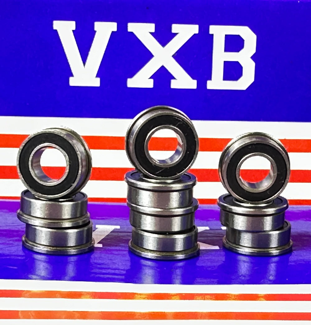 10-Pack Flanged Sealed Bearings FR188-2RS 1/4x1/2x3/16 inch Bearings