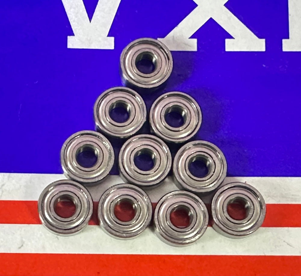 10-Pack 3x8x3 Stainless Steel Shielded Miniature Bearing