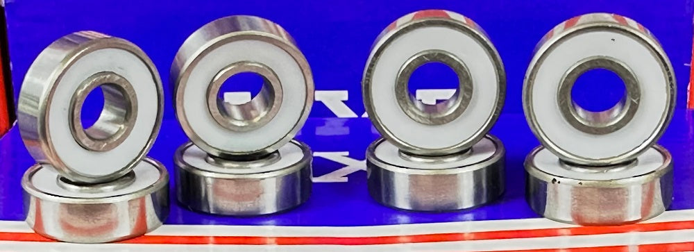 8-Pack 608-2TS Skateboard Hybrid Ceramic Bearings PTFE Sealed