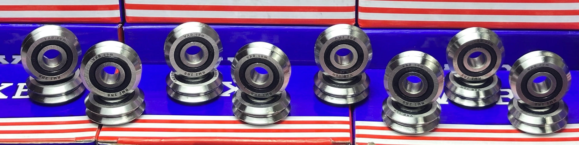 16-Pack RM2-2RS 3/8'' V Groove Roller Ball Bearing
