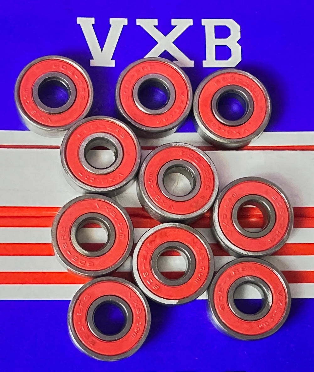 10-Pack Skateboard Bearing 608-2RS Sealed 8x22x7 Miniature