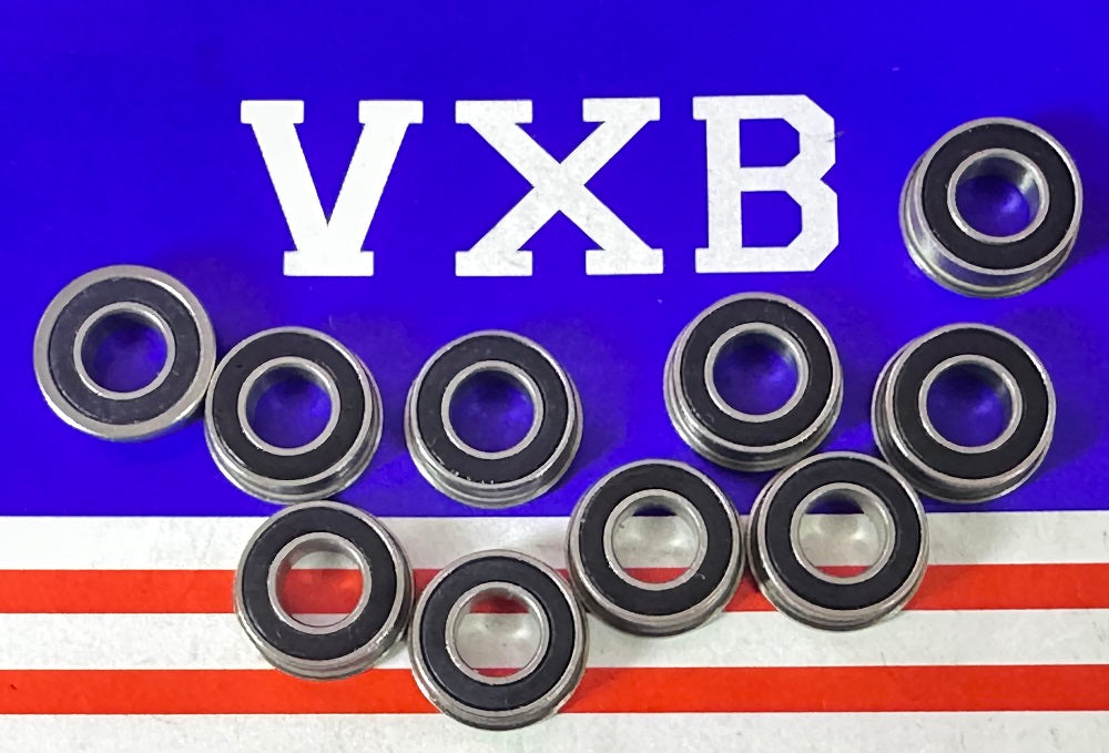 10-Pack Flanged Bearings SFR188-2RS Sealed 1/4x1/2x3/16 inch Bearings