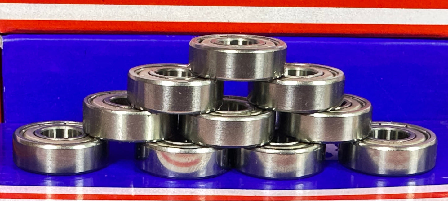 10-Pack Bearings 1604ZZ 3/8" x 7/8" x 9/32" - Miniature Bearings