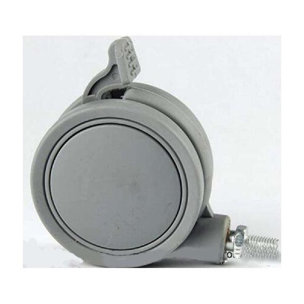2.5" Gray Twin Wheels Caster - Brakes & M8 threaded stem.