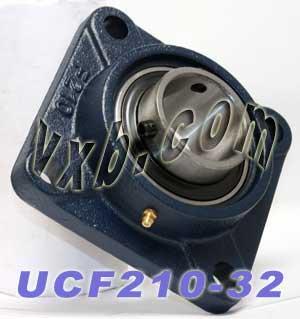 2-Pack Bearings UCF210-32 + Square Flanged Cast Housing Mounted Bearings