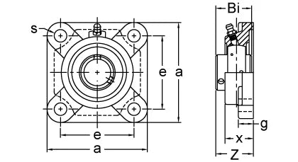 2-Pack Bearings UCF210-32 + Square Flanged Cast Housing Mounted Bearings