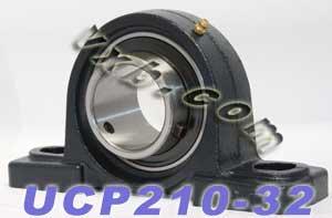 2-Pack Bearings UCP-210-32 + Pillow Block Cast Housing Mounted Bearings