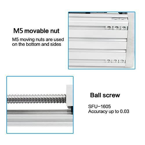 200mm Stroke CNC Linear Stage Motion Actuator X Y Z Axis Linear Slide Rail Aluminum Alloy Cross Sliding Table Linear Rail Guide SFU1605 Ballscrew+Nema23 57 Stepper Motor for CNC