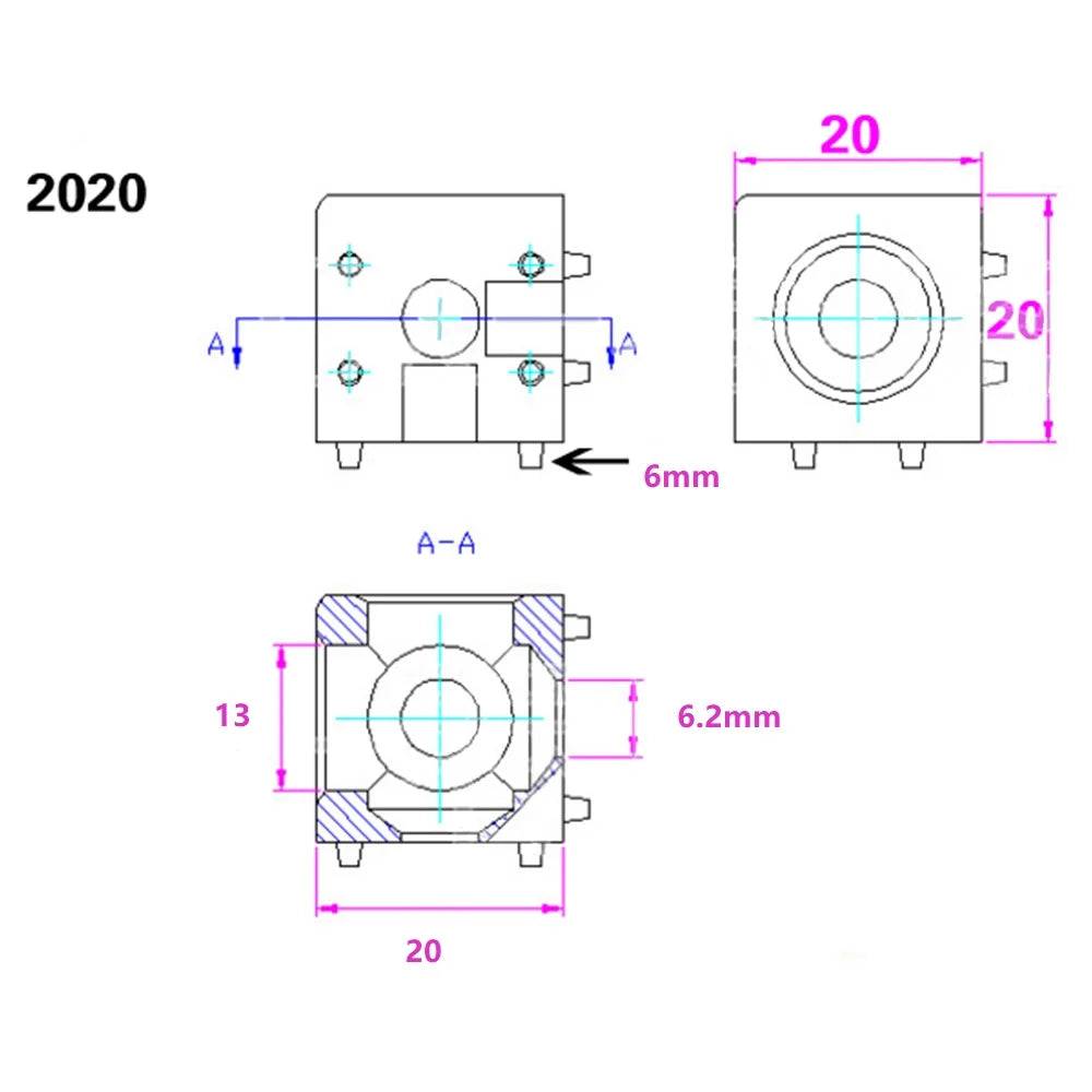 2020 Aluminum Extrusion Profile Solid Cube Corner Connector