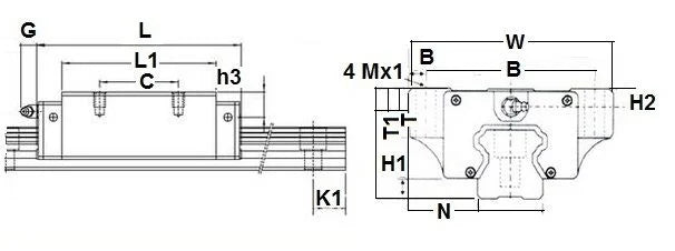 20mm Flanged Square Slide Unit Block Linear Motion