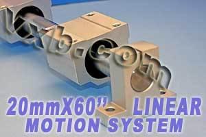 20mm Linear Shaft 60 Long w/2 Slide Units & 2 Shaft Supporter