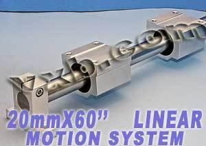20mm Linear Shaft 60 Long w/2 Slide Units & 2 Shaft Supporter