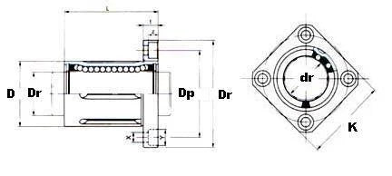 20mm Square Flanged Bushing Linear Motion LMK20UU LBK20UU