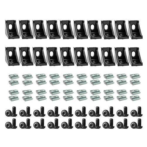 20-Sets Black 2020 Series Aluminum Profile Connector Set - Rail Accessories