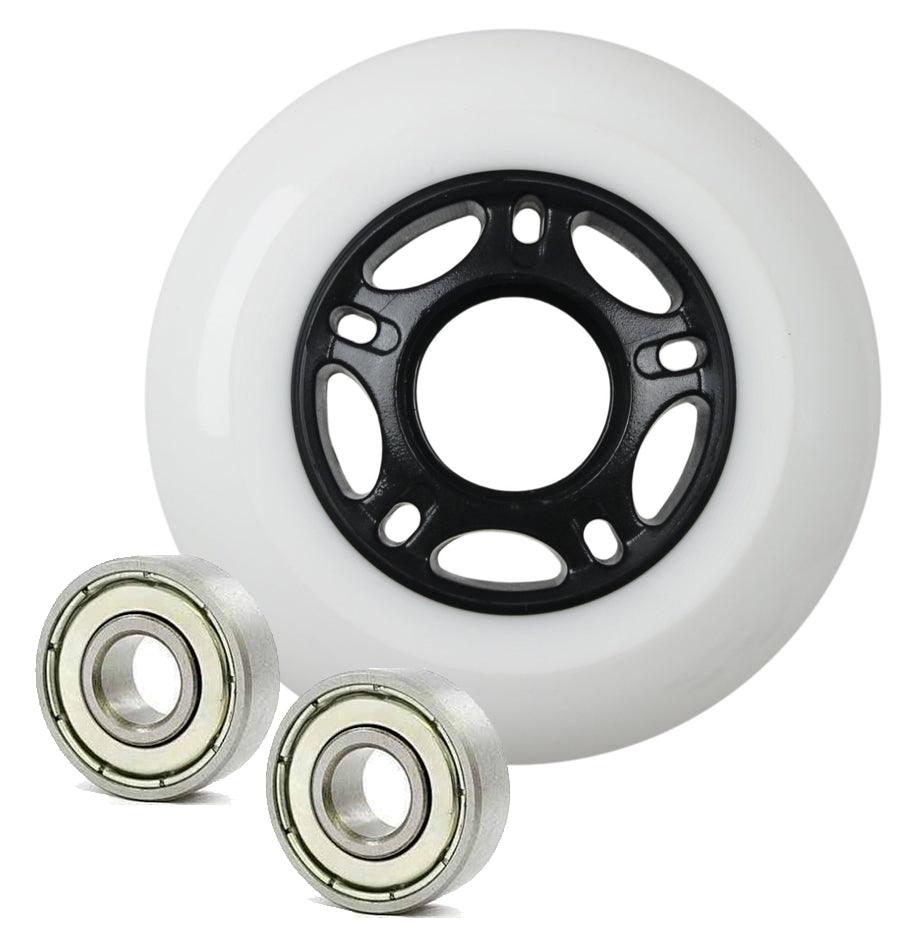 22mm ID 76mm OD Luggage White Wheel + 2 Shielded Bearing 8x22x7mm