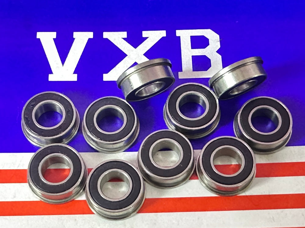 10-Pack Flanged Bearings SFR188-2RS Sealed 1/4x1/2x3/16 inch Bearings
