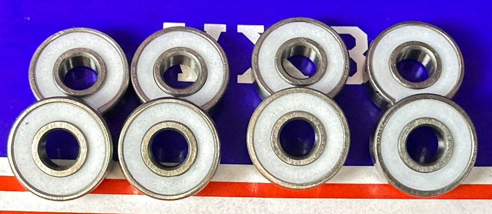 8-Pack 608-2TS Skateboard Hybrid Ceramic Bearings PTFE Sealed