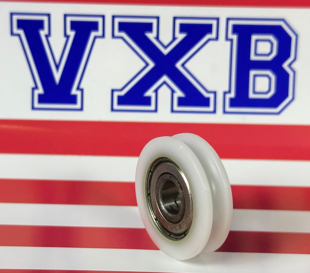 8mm Bore Bearing - 28mm Round Nylon Pulley U-Groove Track Roller Bearing 8x28x8mm