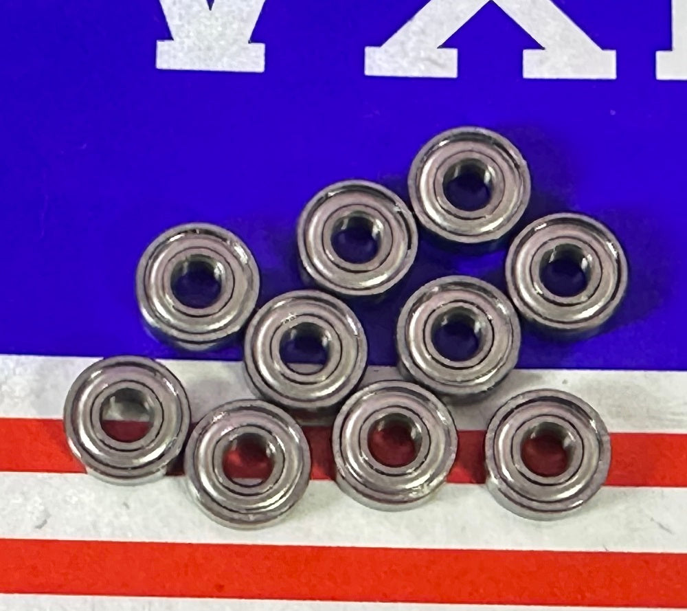 10-Pack 3x8x3 Stainless Steel Shielded Miniature Bearing