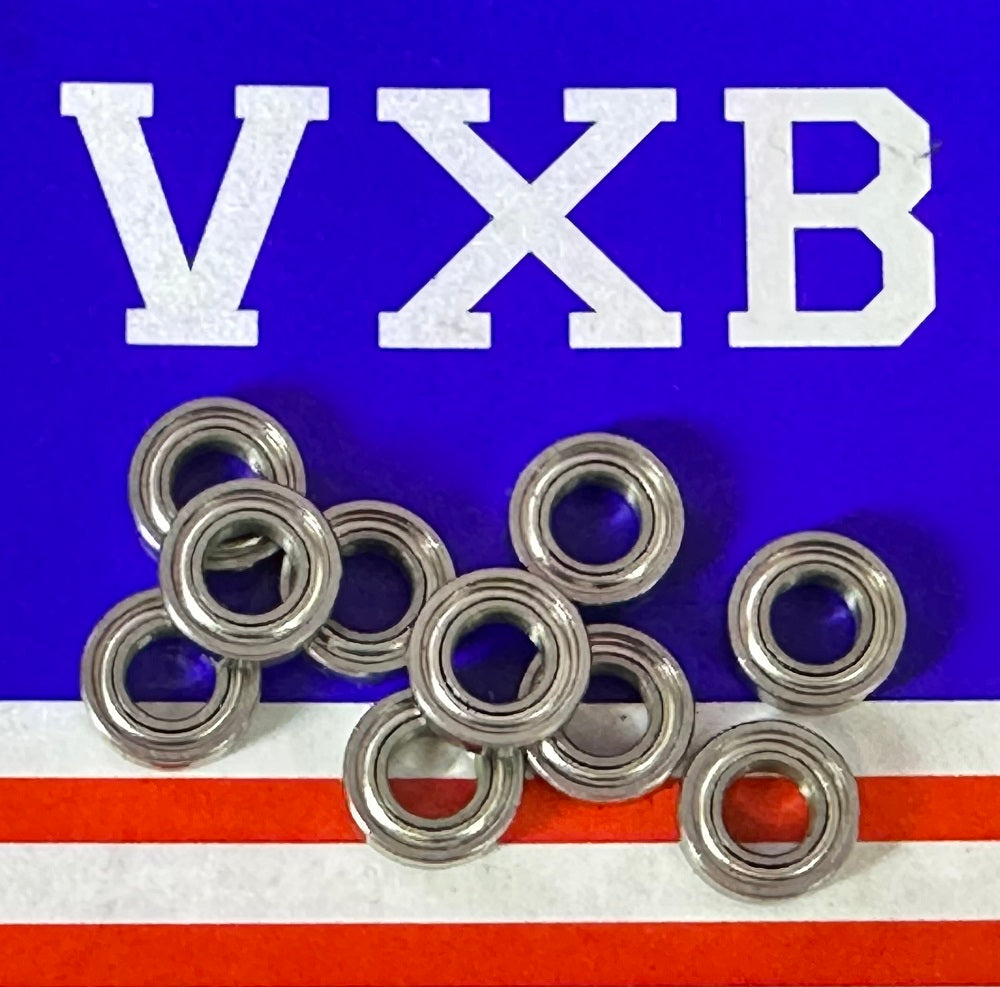 10-Pack SR166ZZ Bearings 3/16" x 3/8" x 1/8" - Stainless Steel - Shielded