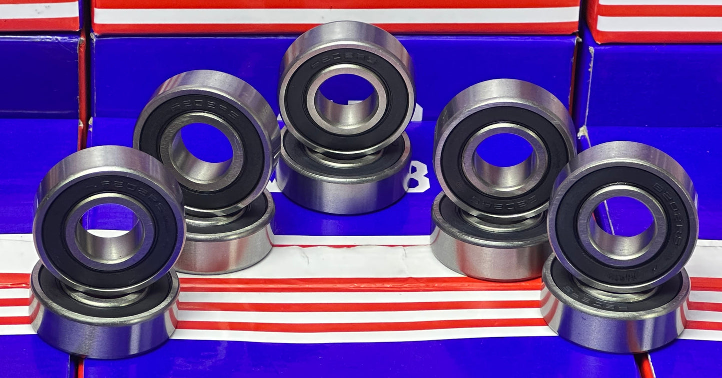 10-Pack 6202RS 15x35x11mm Sealed Ball Bearing
