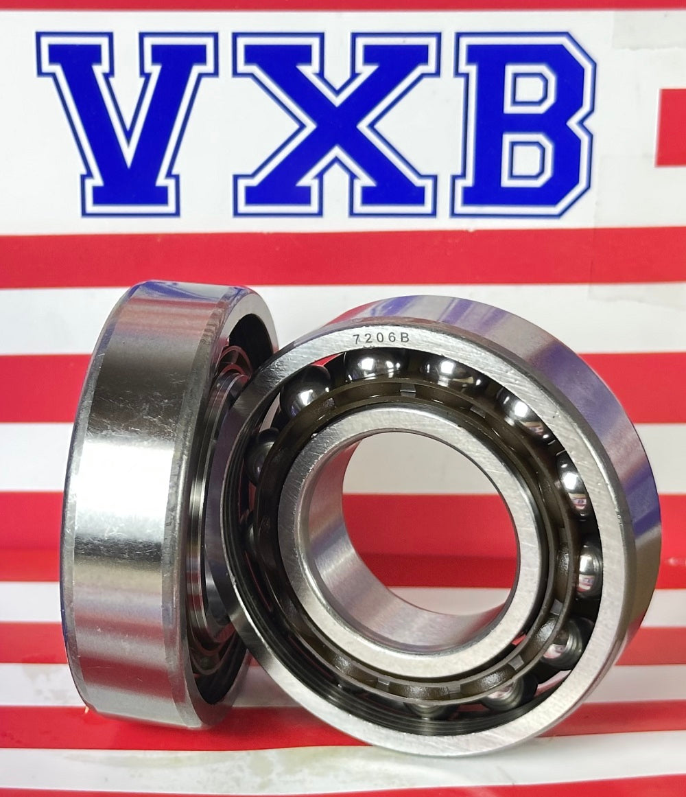 2-Pack Bearings 7206B 30x62x16mm Angular Contact