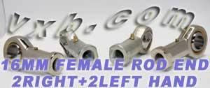 4 Female Rod End 16mm PHS16 2 Right Hand & 2 Left Hand Bearing