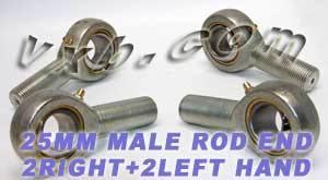 4 Male Rod End 25mm POS25 2 Right & 2 Left Hand Bearing