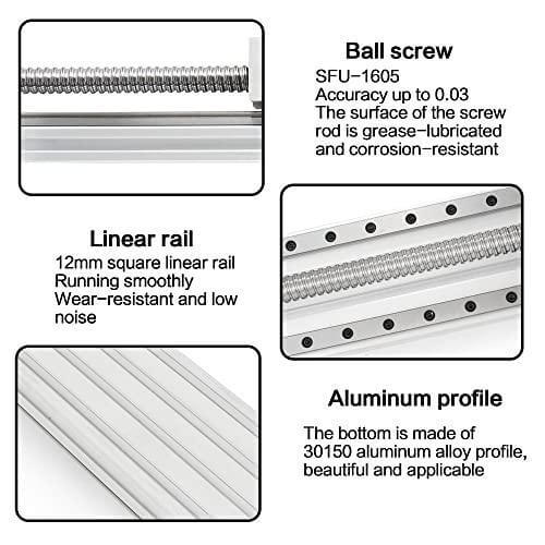 400mm Stroke CNC Linear Stage Motion Actuator X Y Z Axis Linear Slide Rail Aluminum Alloy Cross Sliding Table Linear Rail Guide SFU1605 Ballscrew+Nema23 57 Stepper Motor for CNC