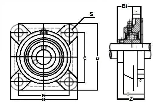 45mm Bearing UCF209 + Square Flanged Cast Housing Mounted Bearing