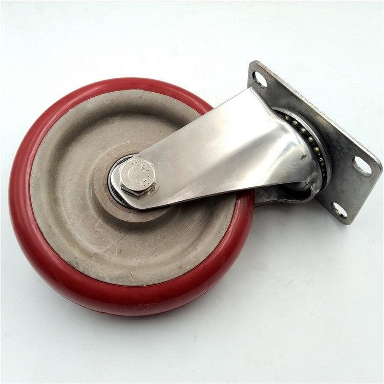 5" Stainless Steel Caster PU Wheel - Top Plate