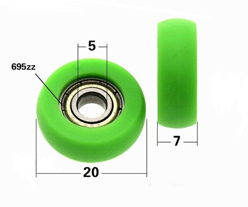 5x20x7mm Green Crown Tread Polyurethane Tire w Ball Bearing