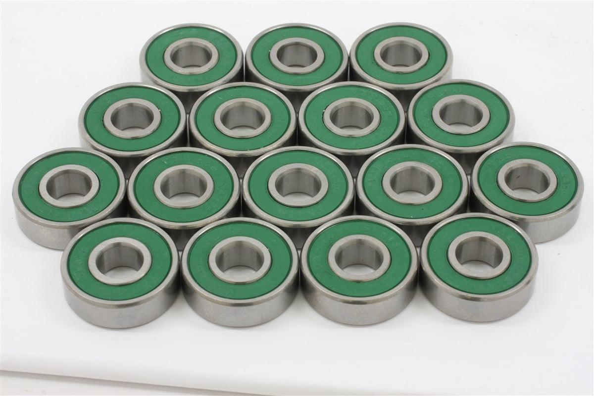 100-Pack 608-2RS Skate Ball Bearings - Green Seals