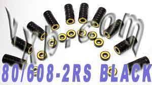 80-Pack 608-2RS Black Skateboard/Inline Skate/Rollerblade/Hockey Bearings