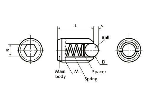 M8 15mm Length - Stainless Steel Miniature Spinning Ball Plunger Japan