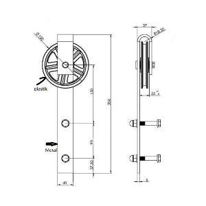 Black Rustic Carbon Steel & POM Sliding Barn Door Roller Set