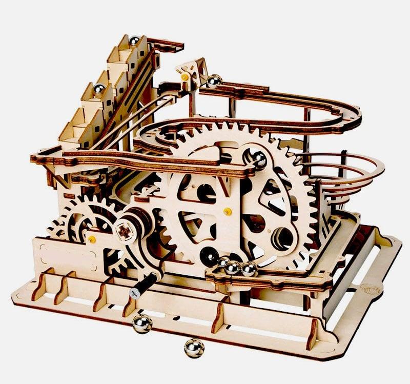 DIY 3D Puzzle Wood Wheel Coaster Manually Operated Toy Kit 42Q