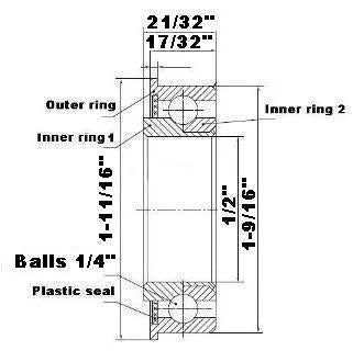 F1650 Flanged Bearing - Full Complement - 1/2x1 9/16x21/32inch