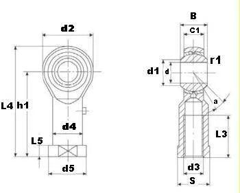 Female Rod End PHSB5 5/16 Right hand Joint