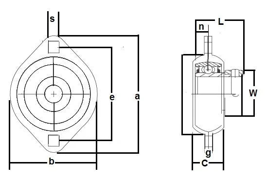 FHPFLZ203-17mm Bearing Flange Pressed Steel 2 Bolt 17mm