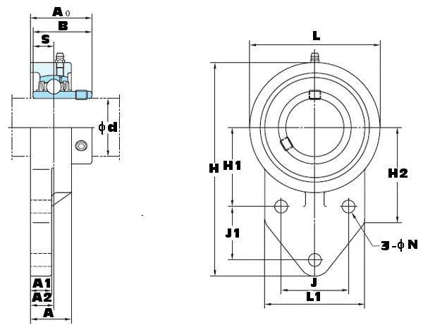 FYH Bearing UCFB205-16 1 Three bolt Flanged Mounted Bearing