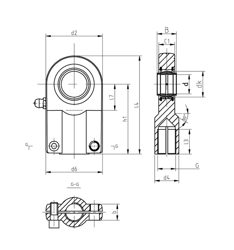 GIHN-K32LO Female Spherical Rod End - Steel-on-Steel - Plain Bearing