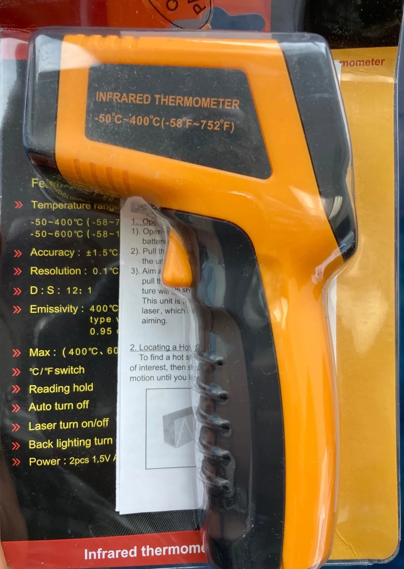 Industrial Infrared Digital Celsius/Fahrenheit Thermometer LCD Display