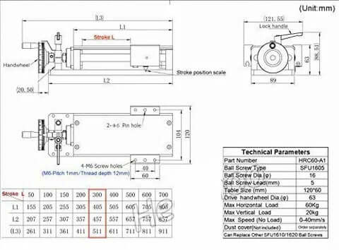 Linear Stage Actuator 300mm Ballscrew 1605 Optical Axis Linear Rail Guide Manual Slide Stage C7 - Ruler for DIY CNC Router Controller 4-Axis Stage