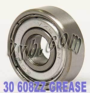 30-Pack Bearings 608ZZ 8x22x7 Shielded Greased Miniature