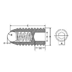 M10 20mm Long Carbon Steel Ball Plunger / Hex Head