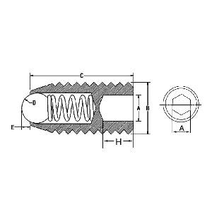 M16 30mm Length - Stainless Steel Ball Plunger - Hex Head